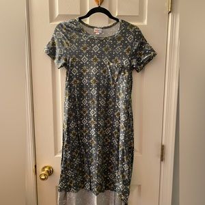 Size xs orange, white, and blue long dress with different length